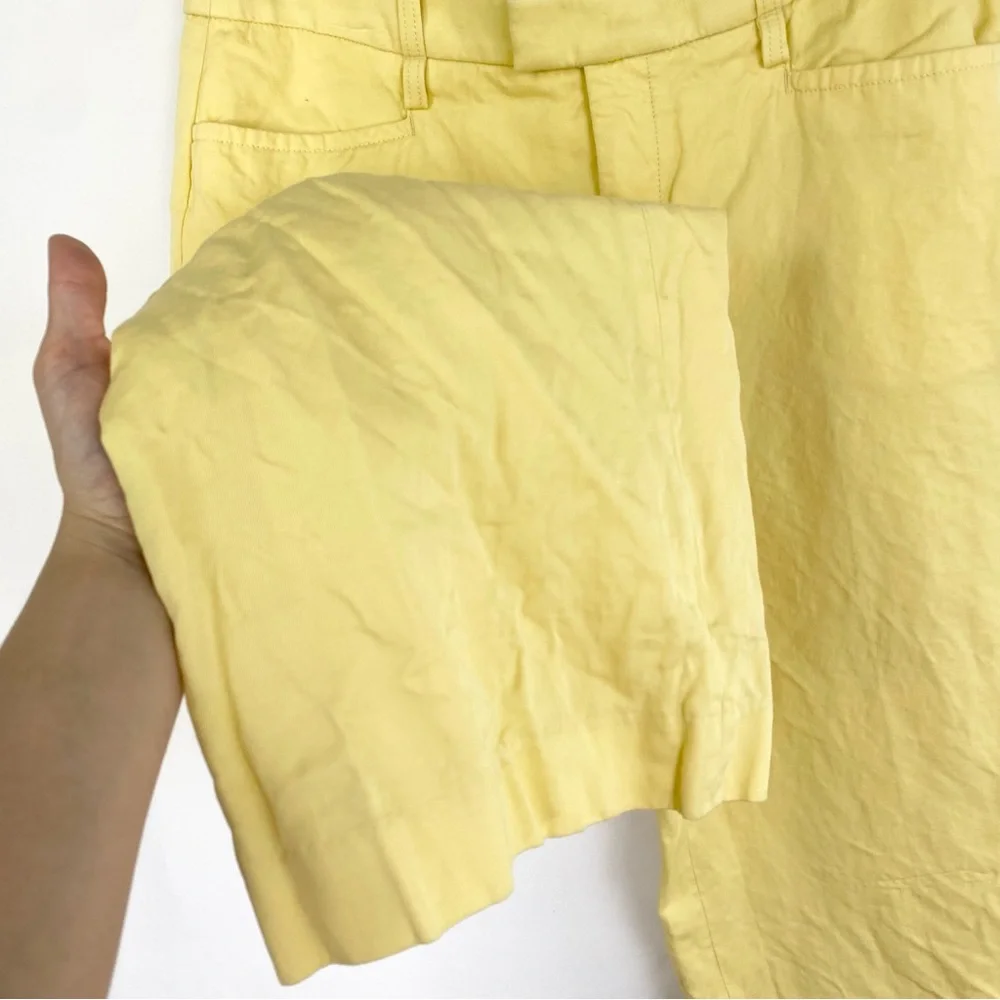 Banana Republic Cotton Linen Wide Leg Trouser Pant Soft Yellow Size 14 High Rise